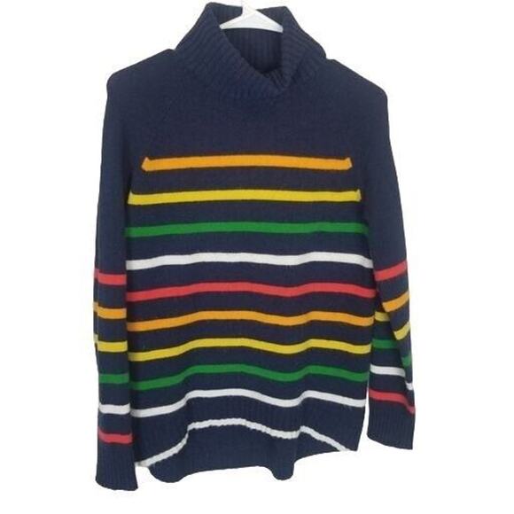 J. Crew Womens Wool Alpaca Striped Rainbow Sweater Sz XS Relaxed Preppy Classic - Picture 2 of 10